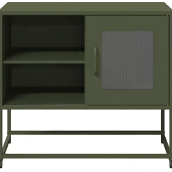 vidaXL Mueble para TV de acero 68x39x60,5 cm Verde oliva Discount