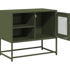 vidaXL Mueble para TV de acero 68x39x60,5 cm Verde oliva Discount