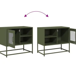 vidaXL Mueble para TV de acero 68x39x60,5 cm Verde oliva Discount