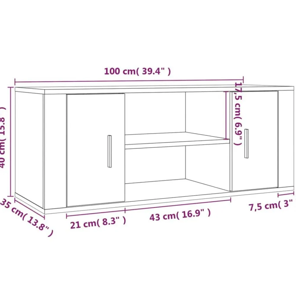 vidaXL Mueble para TV madera contrachapada 100x35x40 cm Roble ahumado