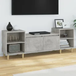 vidaXL Muebles Tv-Mueble para TV madera contrachapada gris hormigón 160x35x55 cm