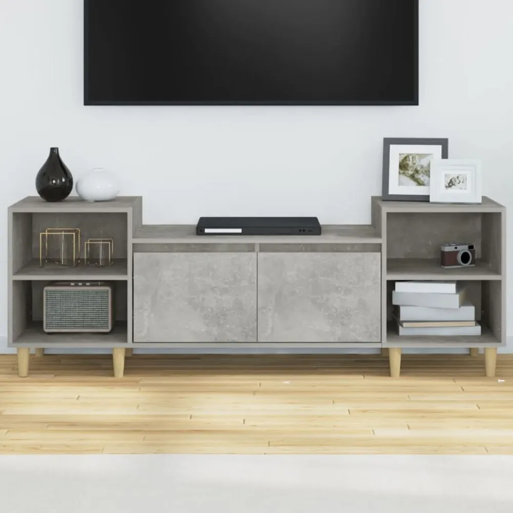 vidaXL Muebles Tv-Mueble para TV madera contrachapada gris hormigón 160x35x55 cm