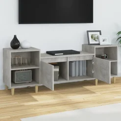 vidaXL Muebles Tv-Mueble para TV madera contrachapada gris hormigón 160x35x55 cm