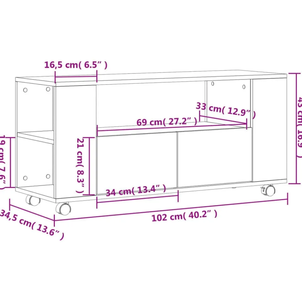 vidaXL Mueble para TV madera de ingeniería 102x34,5x43 cm Blanco