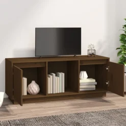 vidaXL Muebles Tv-Mueble para TV madera maciza de pino marrón miel 110,5x35x44 cm
