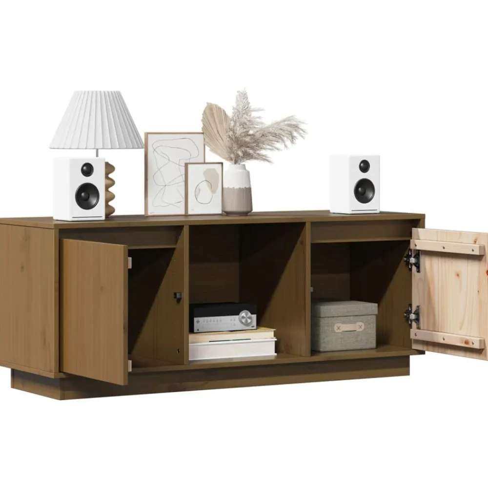vidaXL Muebles Tv-Mueble para TV madera maciza de pino marrón miel 110,5x35x44 cm
