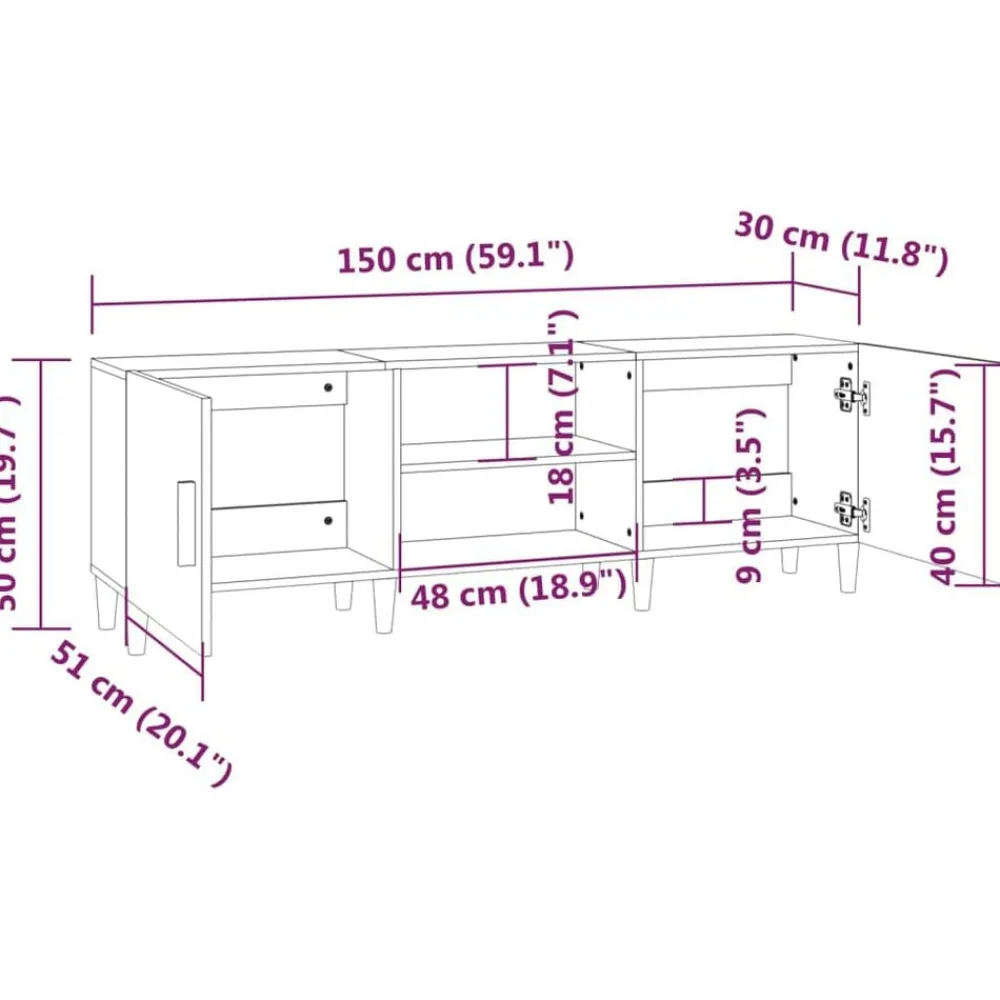 vidaXL Muebles Tv-Mueble para TV madera contrachapada 150x30x50 cm