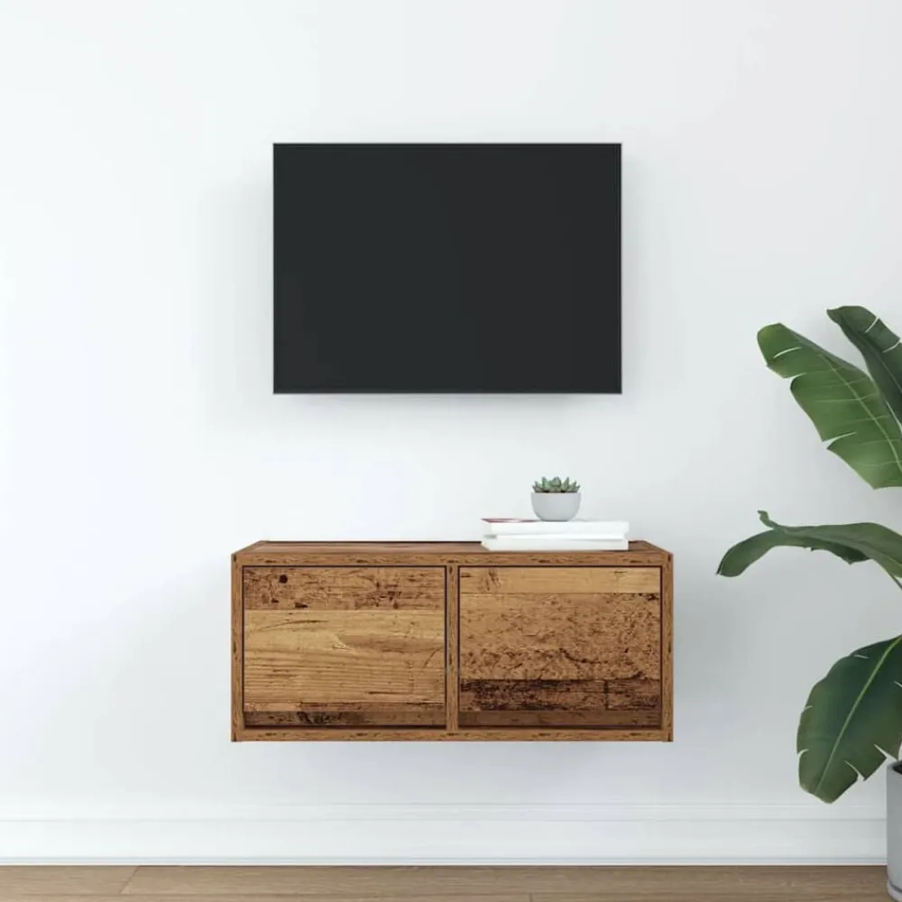 vidaXL Muebles Tv-Mueble para TV madera contrachapada envejecida 60x31x25,5 cm