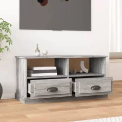 vidaXL Mueble para TV madera contrachapada 93x35,5x45 cm Gris sonoma New