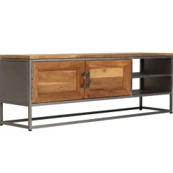 vidaXL Muebles Tv-Mueble para TV madera de teca reciclada y acero 120x30x40 cm