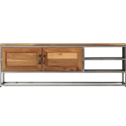 vidaXL Muebles Tv-Mueble para TV madera de teca reciclada y acero 120x30x40 cm