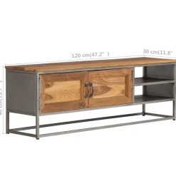 vidaXL Muebles Tv-Mueble para TV madera de teca reciclada y acero 120x30x40 cm