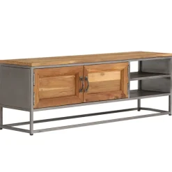 vidaXL Muebles Tv-Mueble para TV madera de teca reciclada y acero 120x30x40 cm