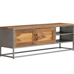vidaXL Muebles Tv-Mueble para TV madera de teca reciclada y acero 120x30x40 cm
