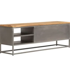 vidaXL Muebles Tv-Mueble para TV madera de teca reciclada y acero 120x30x40 cm