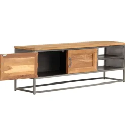 vidaXL Muebles Tv-Mueble para TV madera de teca reciclada y acero 120x30x40 cm
