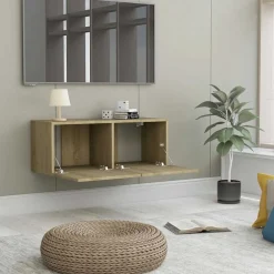 vidaXL Mueble para TV madera contrachapada color roble 80x30x30 cm Roble Sonoma Hot