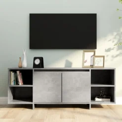 vidaXL Muebles Tv-Mueble para TV madera contrachapada gris hormigón 130x35x50 cm