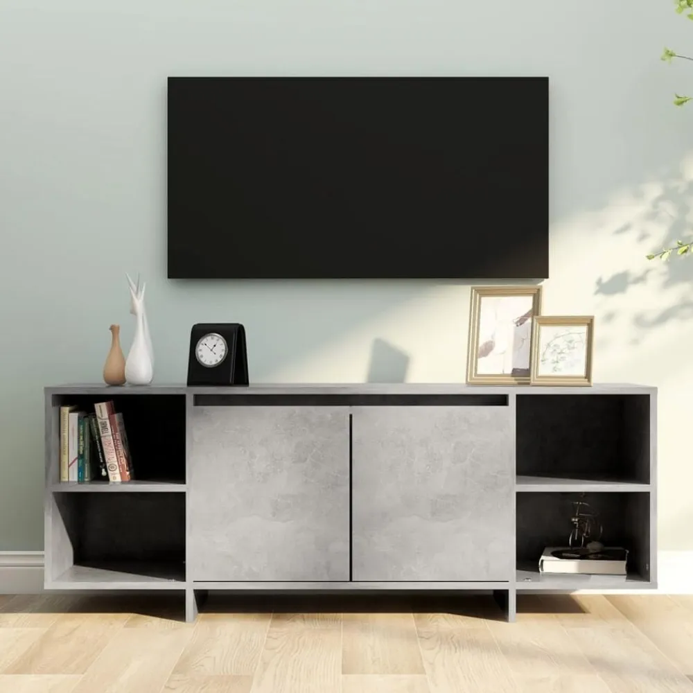 vidaXL Muebles Tv-Mueble para TV madera contrachapada gris hormigón 130x35x50 cm