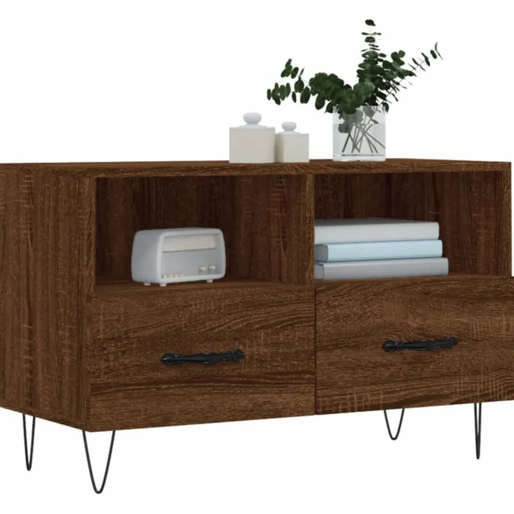 vidaXL Mueble para TV madera contrachapada roble marrón 80x36x50 cm Marrón roble Online