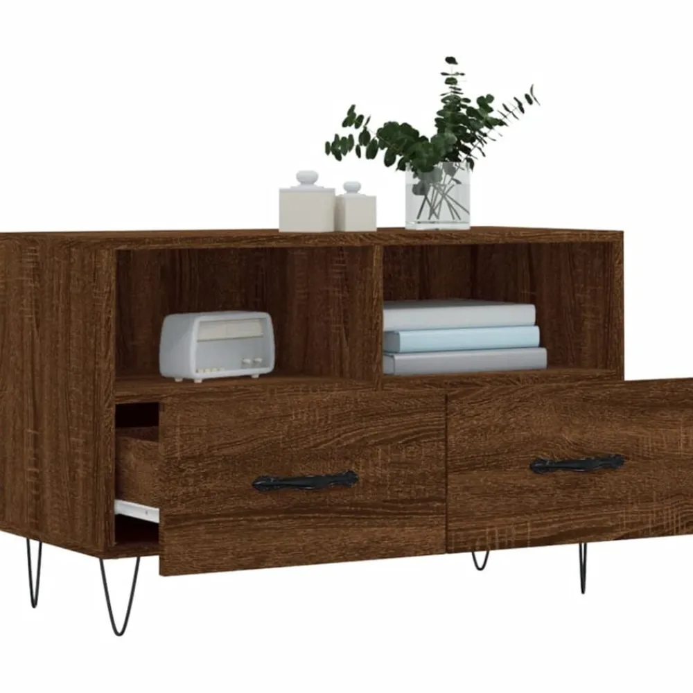 vidaXL Mueble para TV madera contrachapada roble marrón 80x36x50 cm Marrón roble Online
