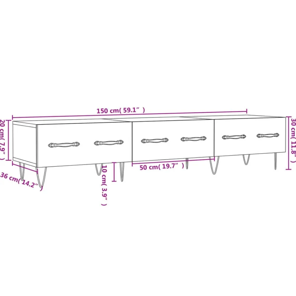 vidaXL Mueble para TV madera de ingeniería gris hormigón 150x36x30 cm Gris hormigón Online