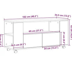 vidaXL Mueble para TV madera de ingeniería 102x34,5x43 cm Roble Sonoma Best