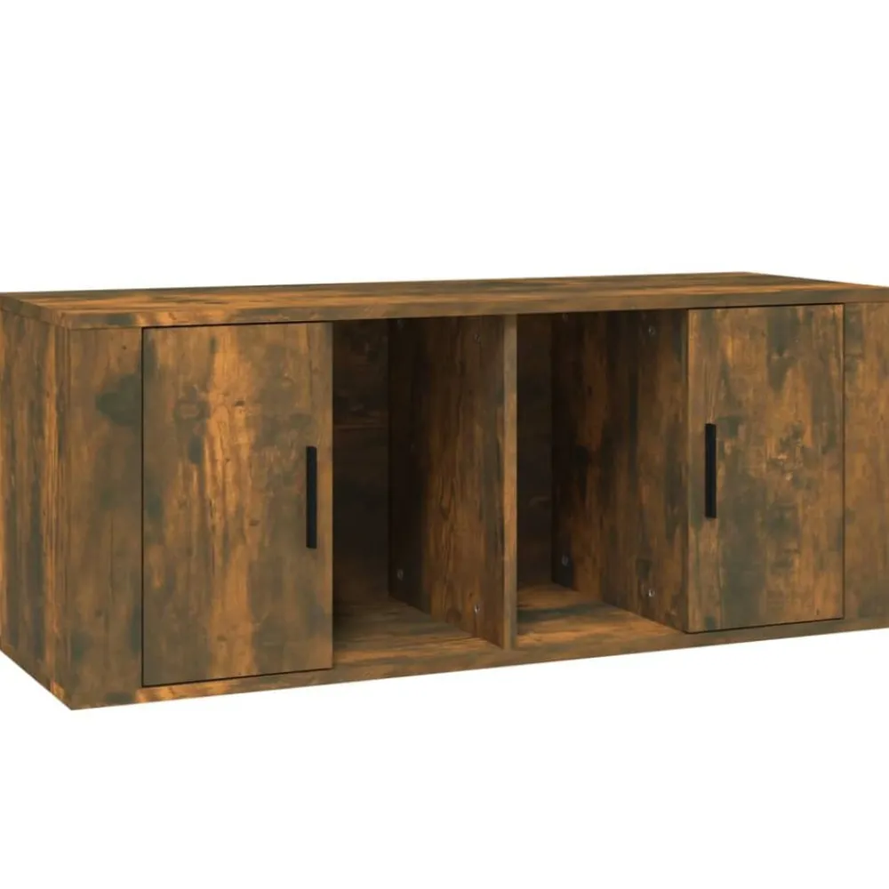vidaXL Mueble para TV madera contrachapada 100x35x40 cm Roble ahumado Sale