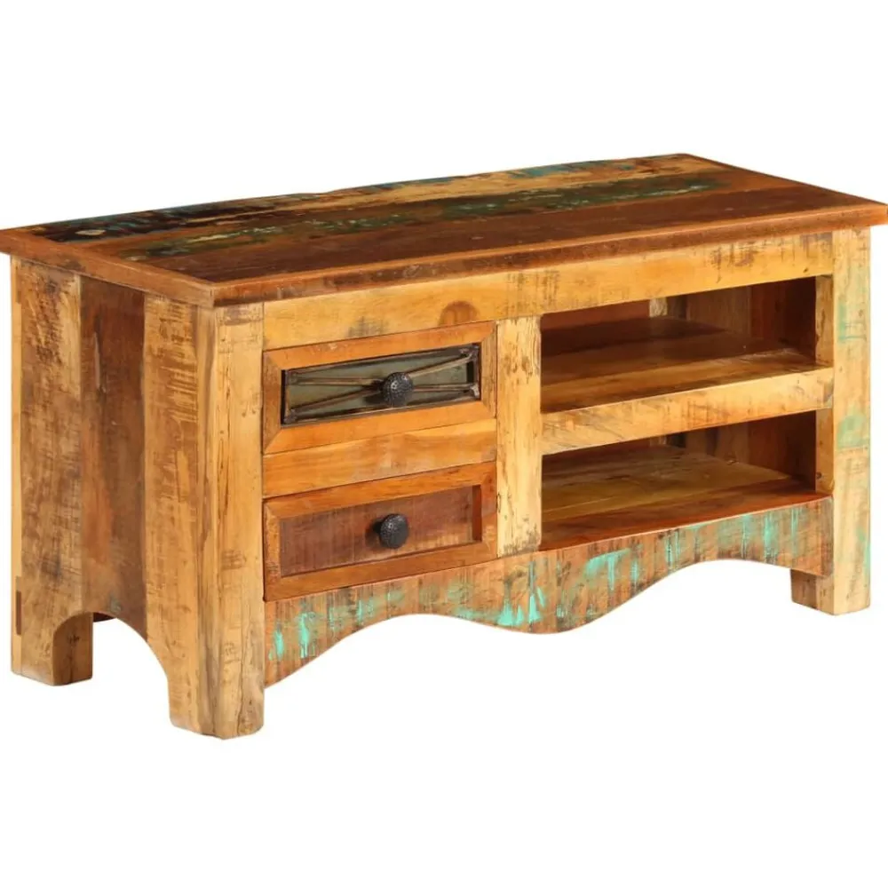 vidaXL Mueble para TV madera maciza reciclada 80x30x40 cm New