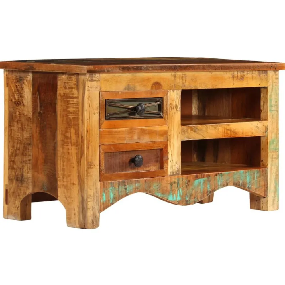 vidaXL Mueble para TV madera maciza reciclada 80x30x40 cm New