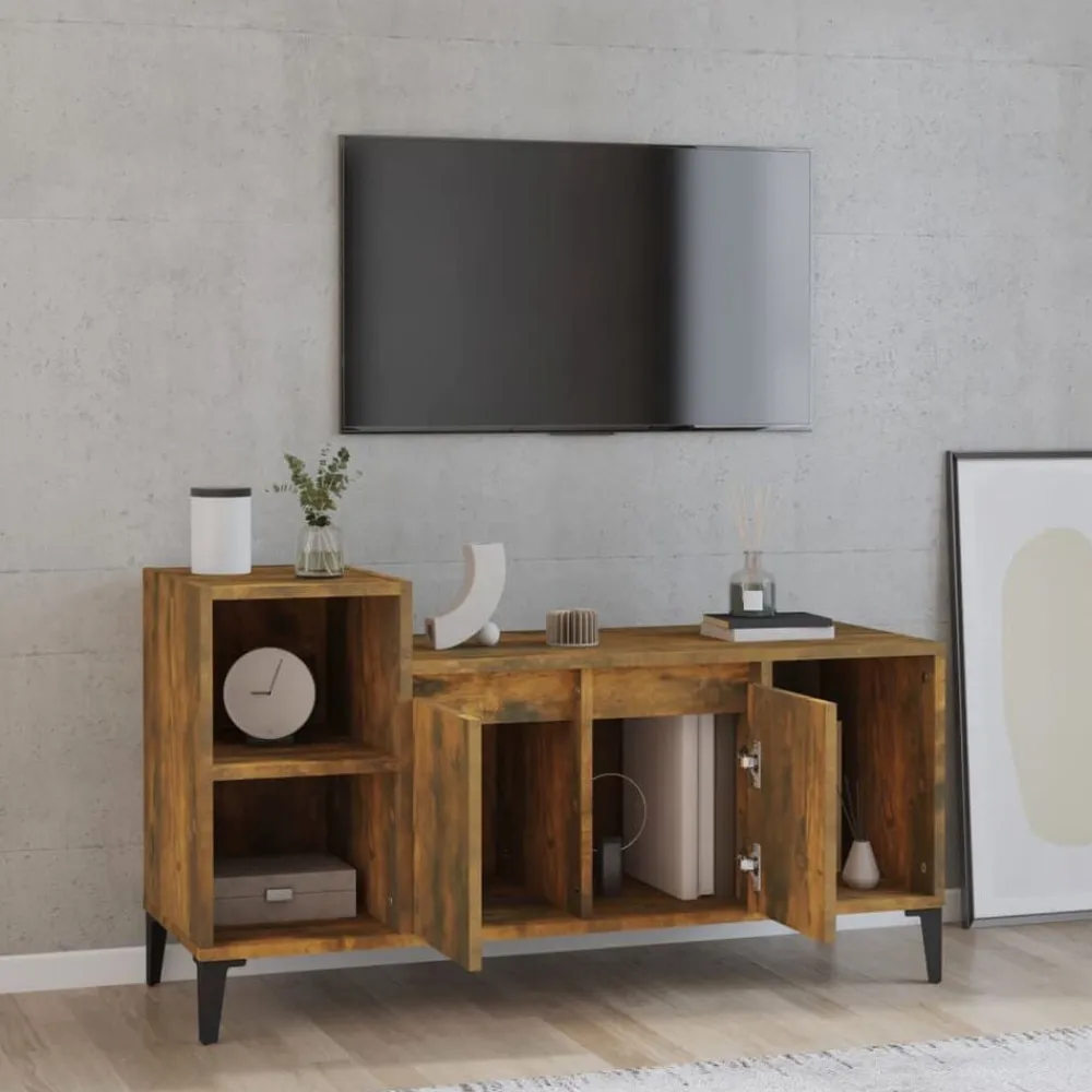 vidaXL Mueble para TV madera contrachapada 100x35x55 cm Roble ahumado Hot