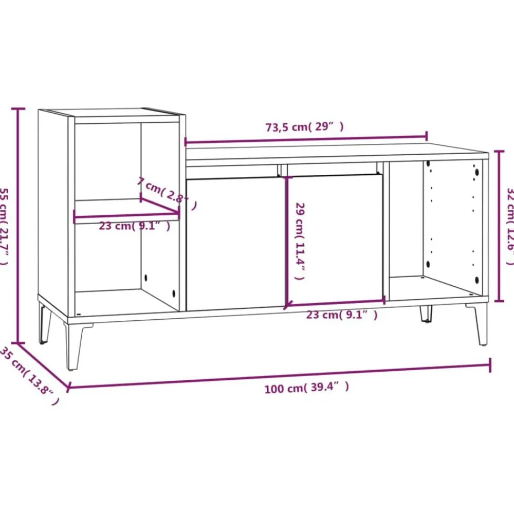 vidaXL Mueble para TV madera contrachapada 100x35x55 cm Roble ahumado Hot