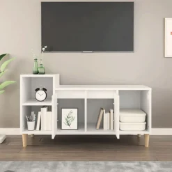 vidaXL Mueble para TV madera contrachapada 100x35x55 cm Blanco Clearance