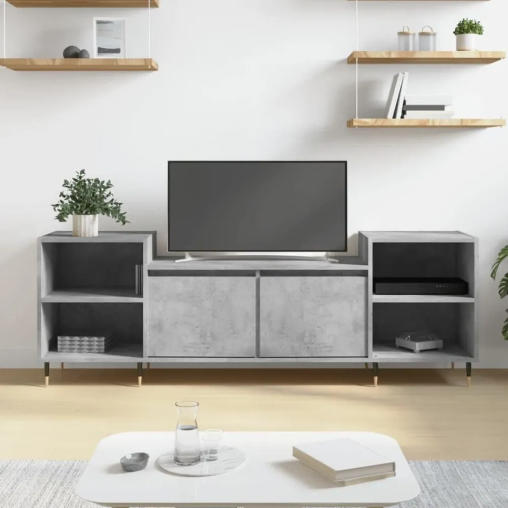 vidaXL Mueble para TV madera contrachapada gris hormigón 160x35x55 cm Gris hormigón New