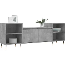vidaXL Mueble para TV madera contrachapada gris hormigón 160x35x55 cm Gris hormigón New