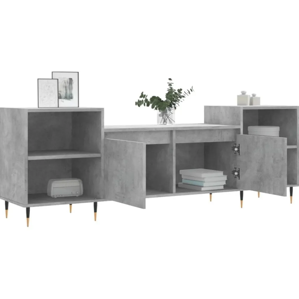 vidaXL Mueble para TV madera contrachapada gris hormigón 160x35x55 cm Gris hormigón New