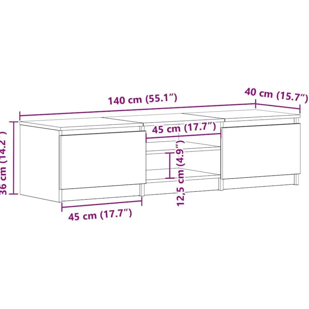 vidaXL Muebles Tv-Mueble para TV madera contrachapada 140x40x35,5 cm