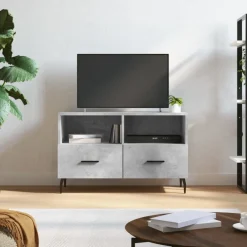 vidaXL Muebles Tv-Mueble para TV madera contrachapada gris hormigón 80x36x50 cm
