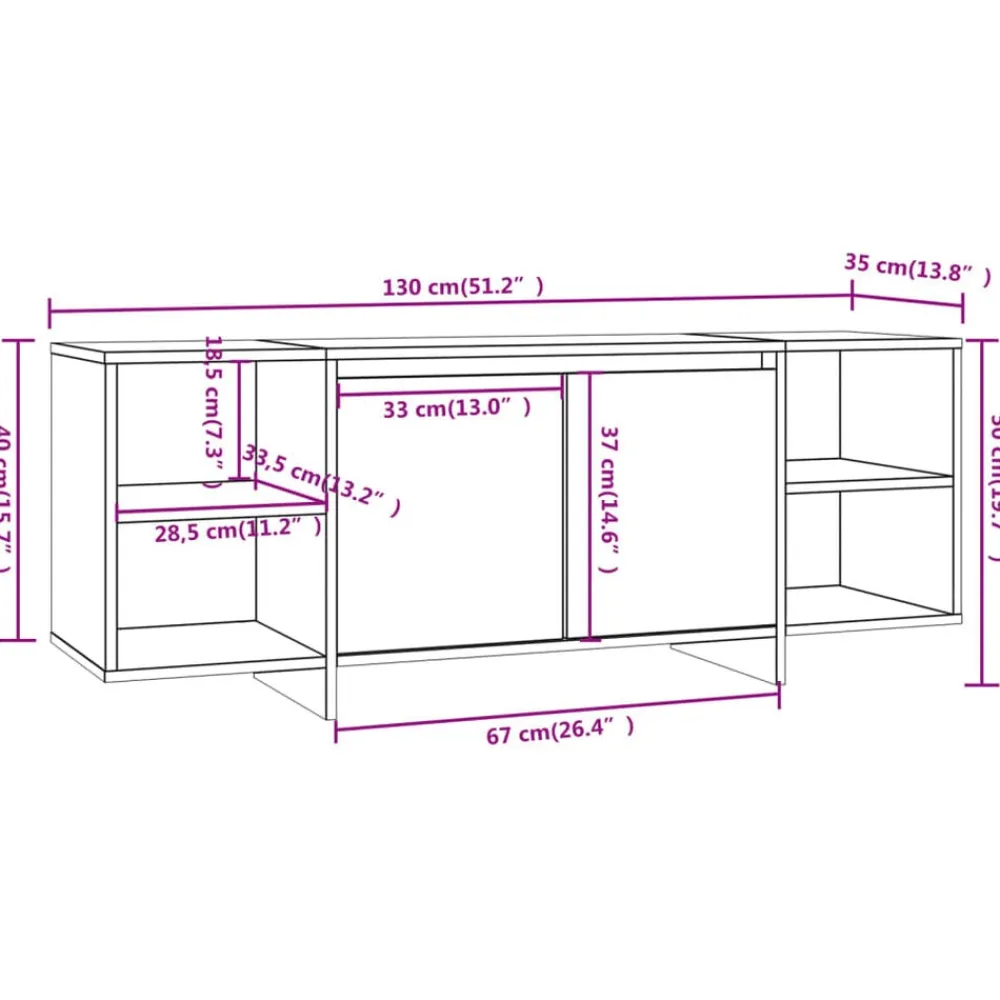 vidaXL Muebles Tv-Mueble para TV madera contrachapada 130x35x50 cm