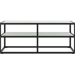 vidaXL Mueble para TV negro con vidrio de mármol 100x40x40 cm Blanco Discount