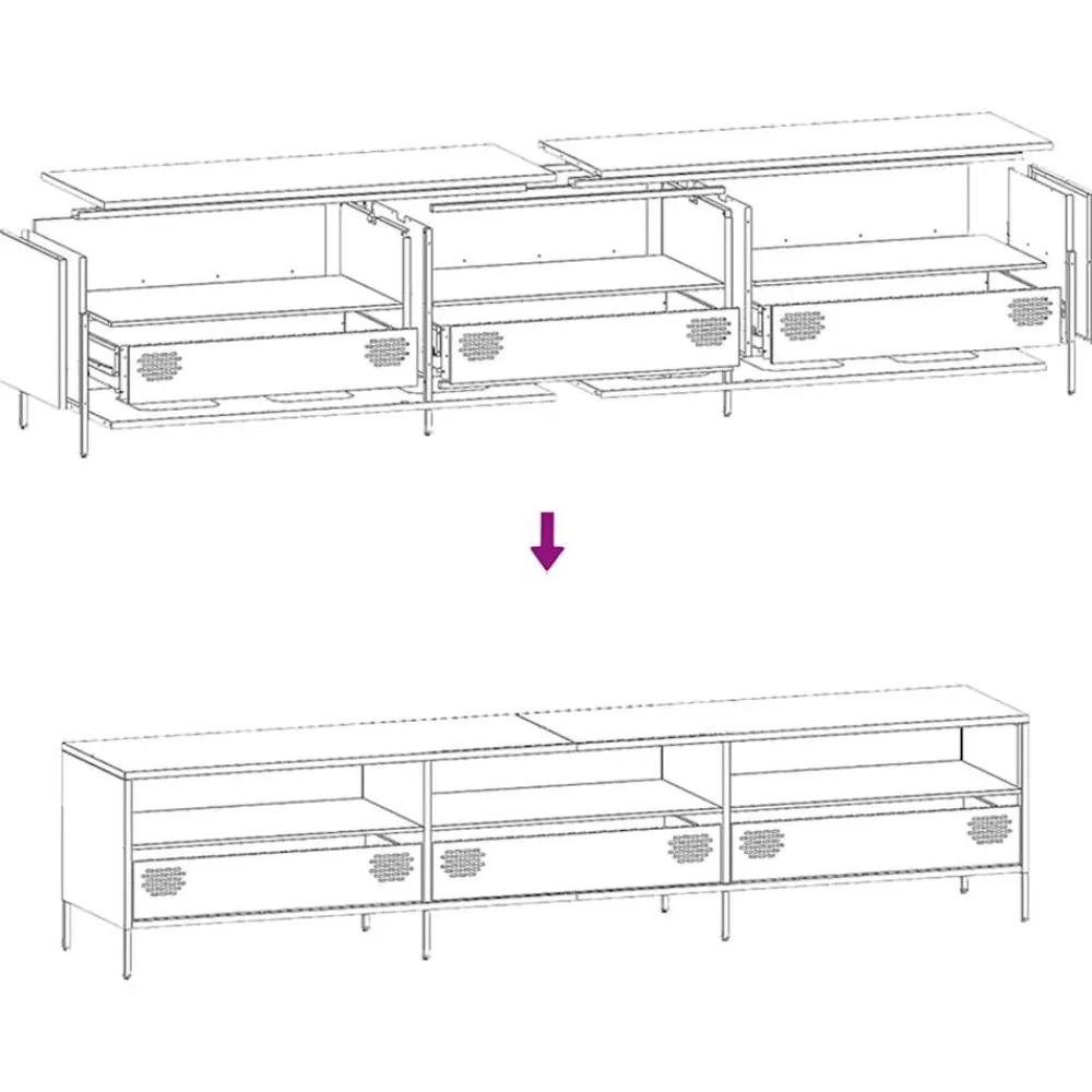 vidaXL Muebles Tv-Mueble TV acero laminado en frío 202x39x43,5cm