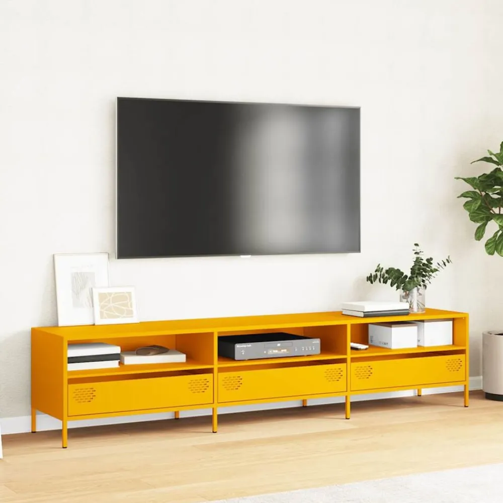 vidaXL Muebles Tv-Mueble TV acero laminado en frío 202x39x43,5cm
