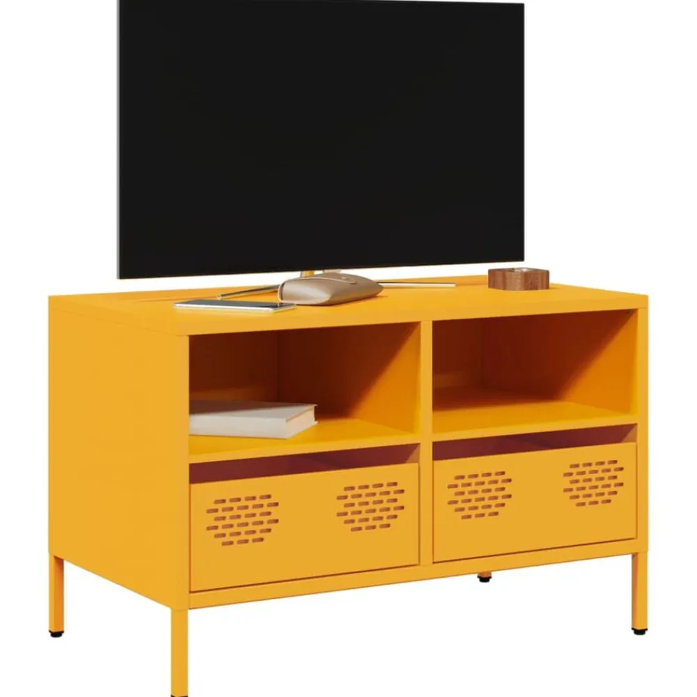 vidaXL Mueble TV acero laminado en frío 68x39x43,5 cm Amarillo mostaza Outlet