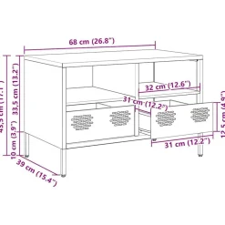 vidaXL Mueble TV acero laminado en frío 68x39x43,5 cm Amarillo mostaza Outlet
