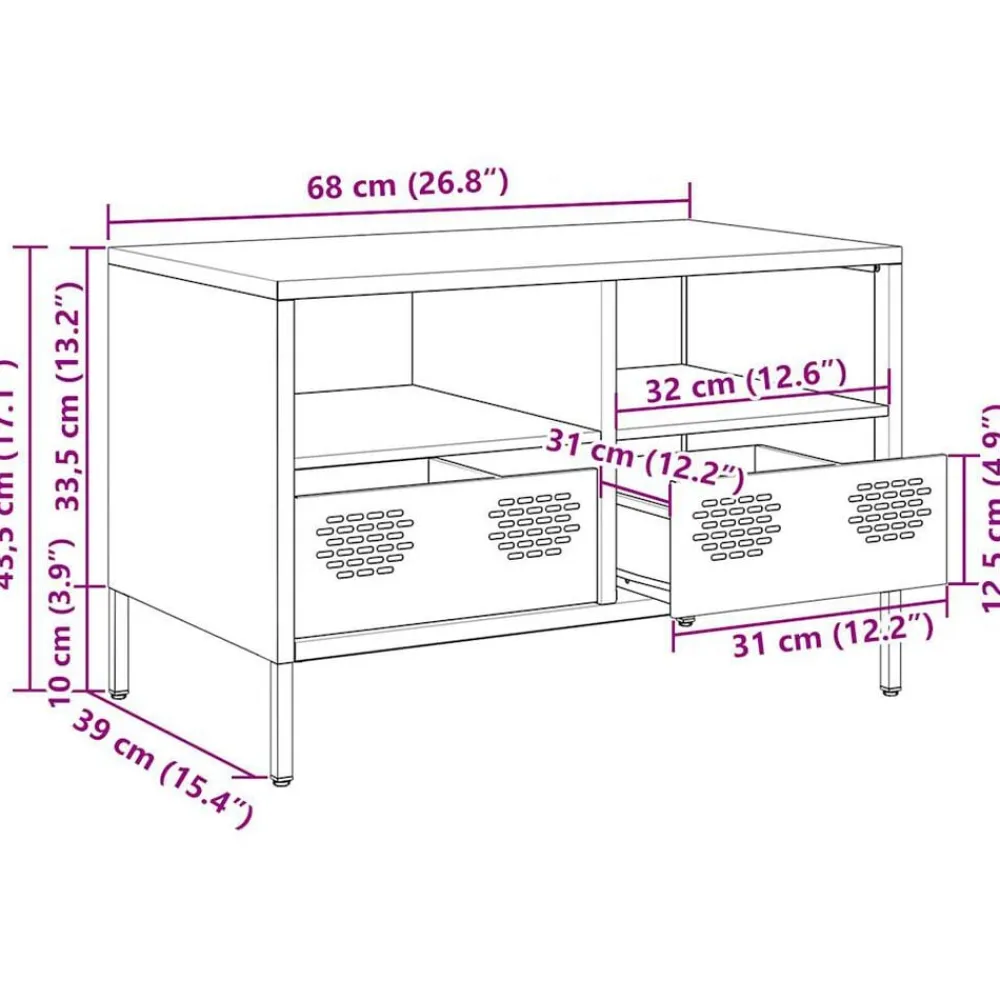 vidaXL Mueble TV acero laminado en frío 68x39x43,5 cm Amarillo mostaza Outlet