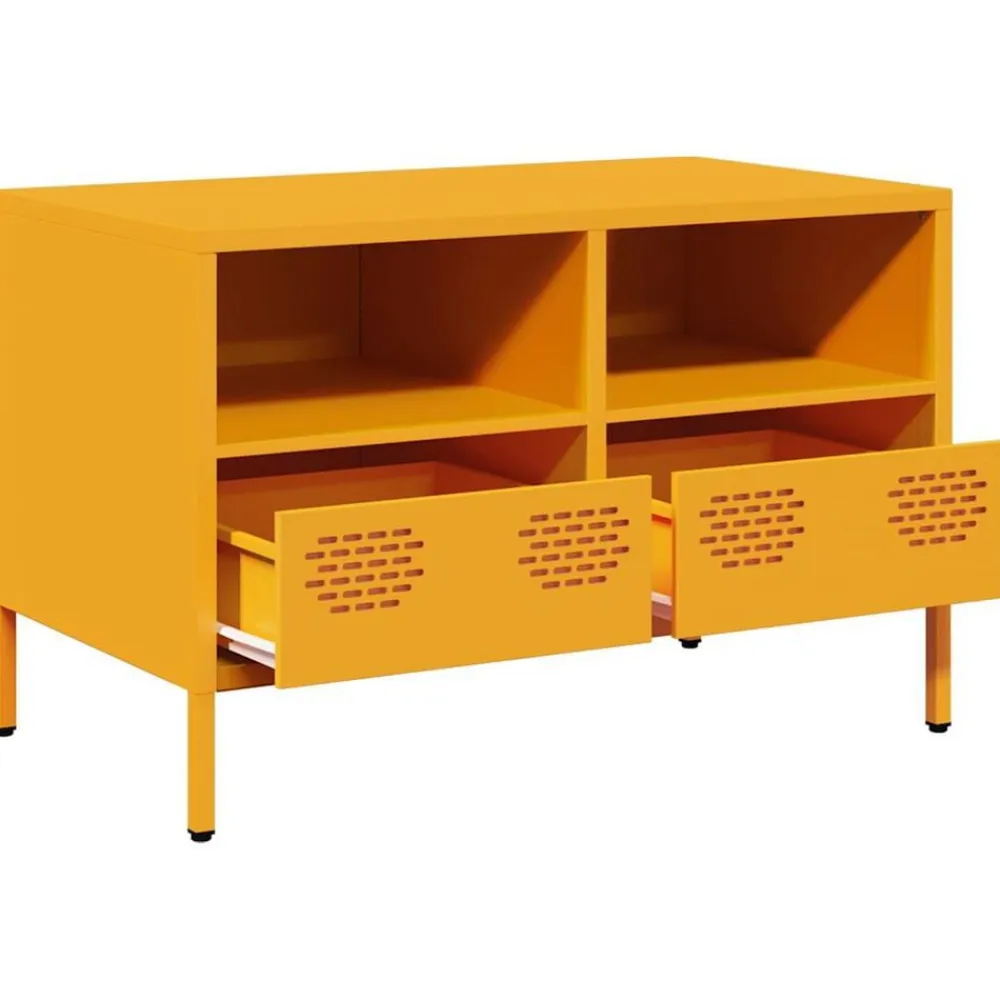 vidaXL Mueble TV acero laminado en frío 68x39x43,5 cm Amarillo mostaza Outlet