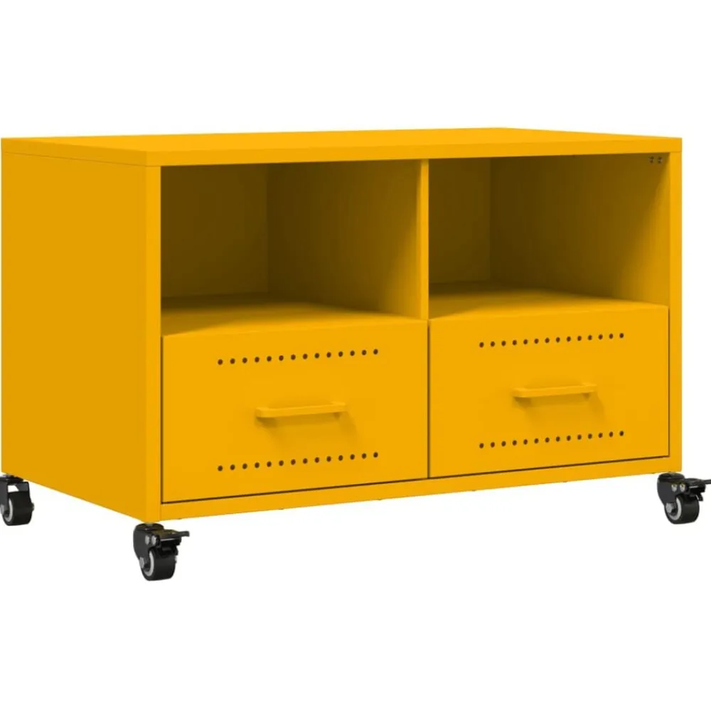 vidaXL Muebles Tv-Mueble TV acero laminado en frío mostaza 68x39x43,5 cm