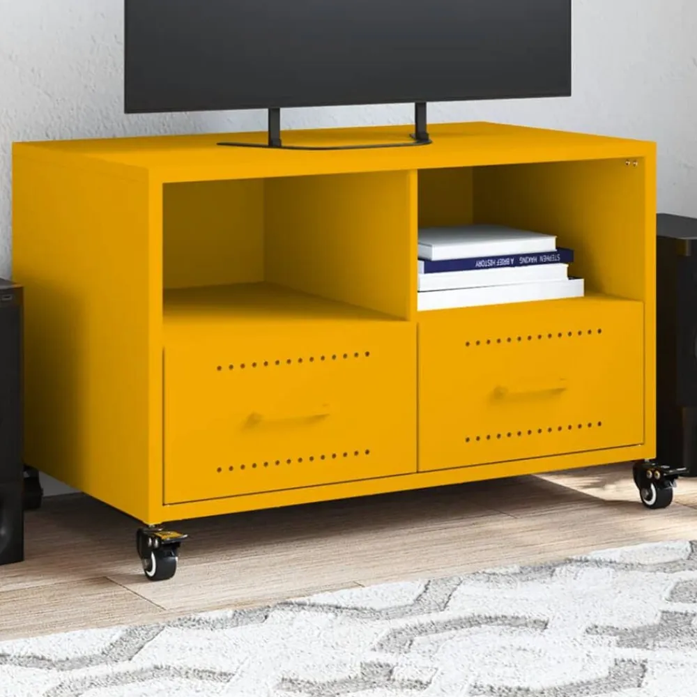 vidaXL Muebles Tv-Mueble TV acero laminado en frío mostaza 68x39x43,5 cm