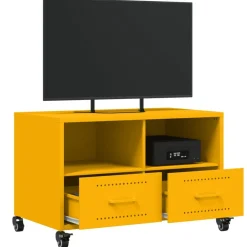 vidaXL Muebles Tv-Mueble TV acero laminado en frío mostaza 68x39x43,5 cm