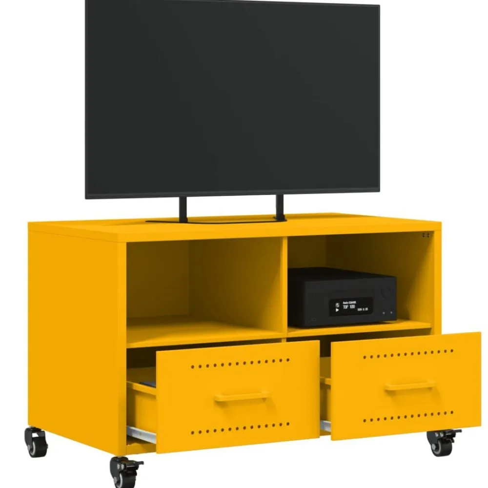 vidaXL Muebles Tv-Mueble TV acero laminado en frío mostaza 68x39x43,5 cm